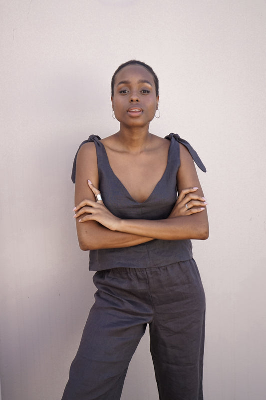 Majorca Tie Top - Charcoal - XS