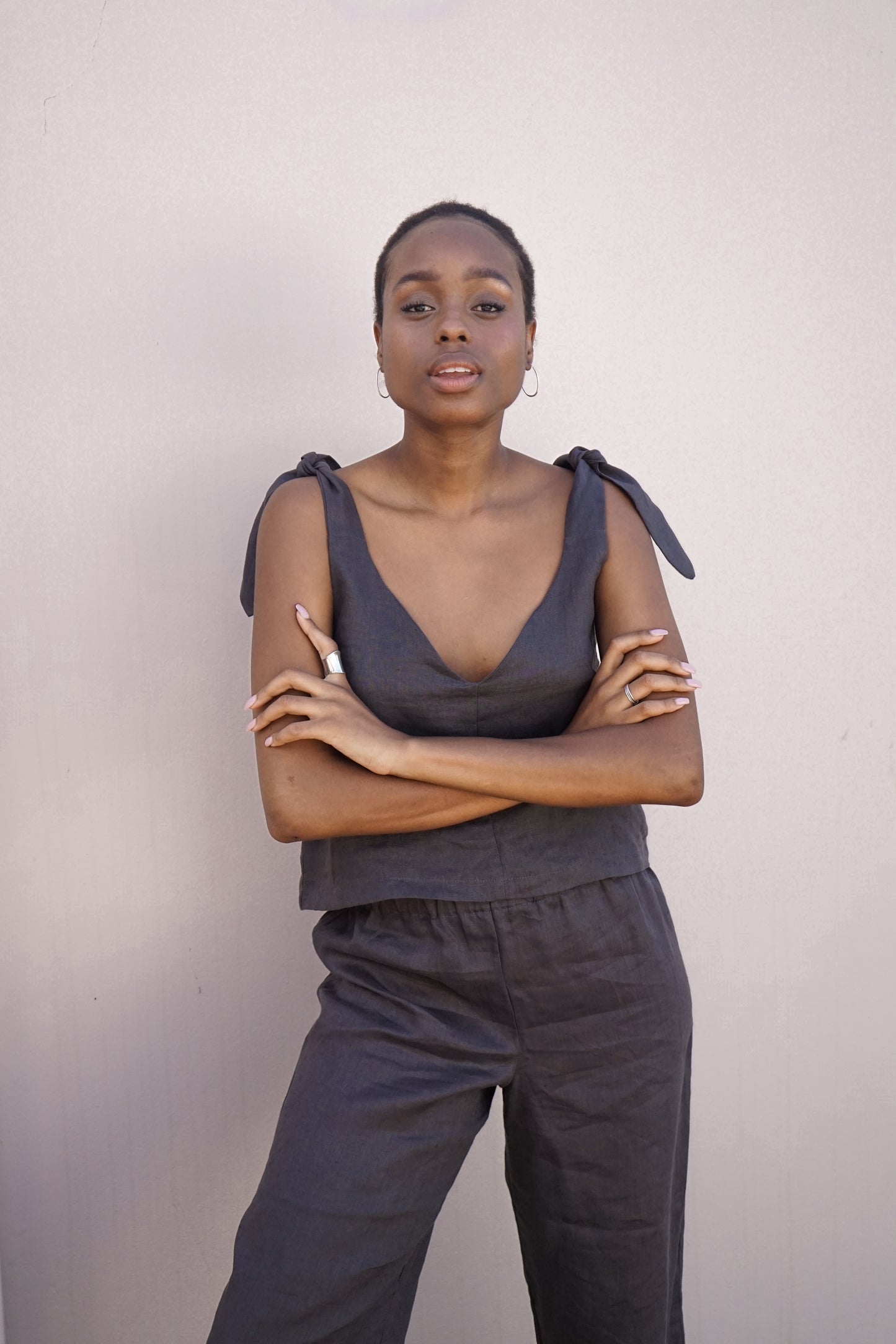 Majorca Tie Top - Charcoal - Large