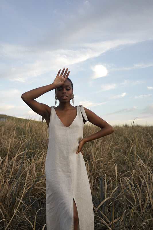 Majorca Tie Dress - Buttermilk - Large